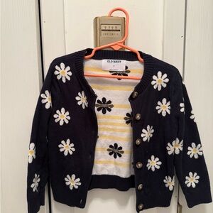 Old Navy Navy and Yellow Striped Sweater